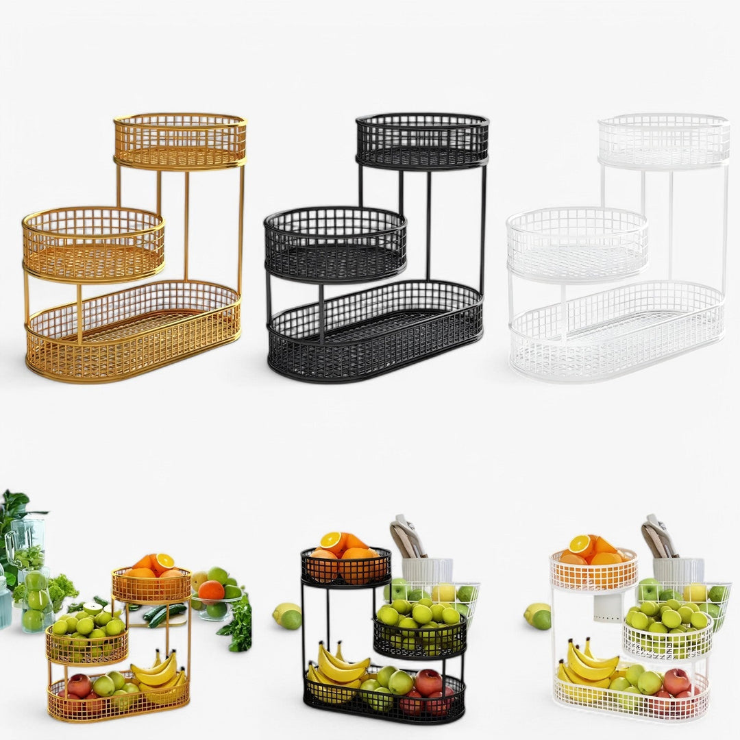 Multi Tier Iron Fruit Basket Organizer for Kitchen