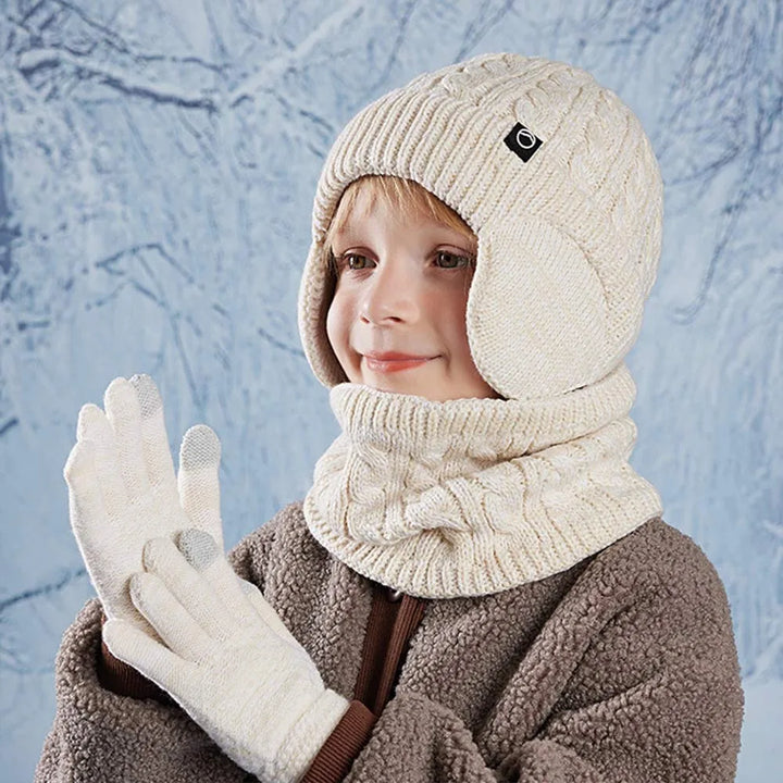 Kids Winter Hat Scarf Gloves Ear Warmer Neck Warmer Set