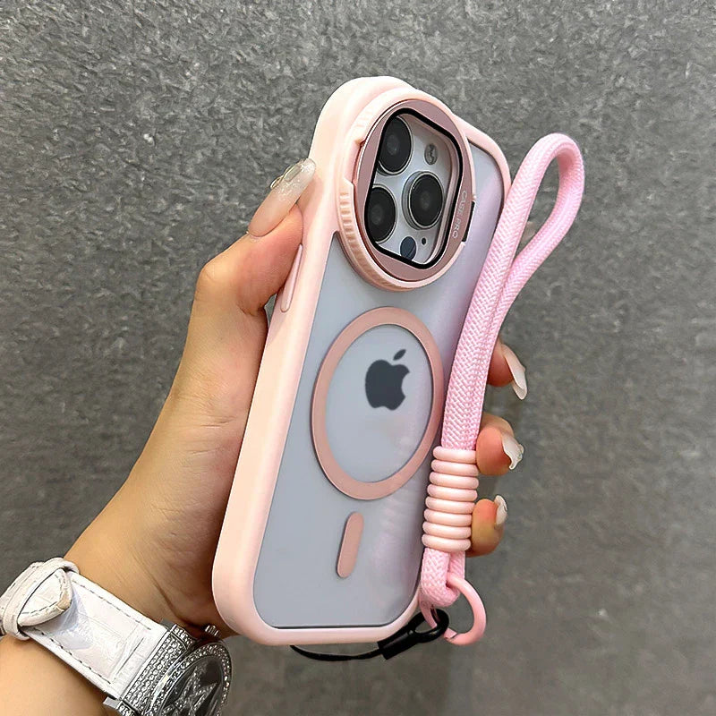 Foldable Glass Lens Stand Magnetic Case for iPhone 11 12 13 14 15 16