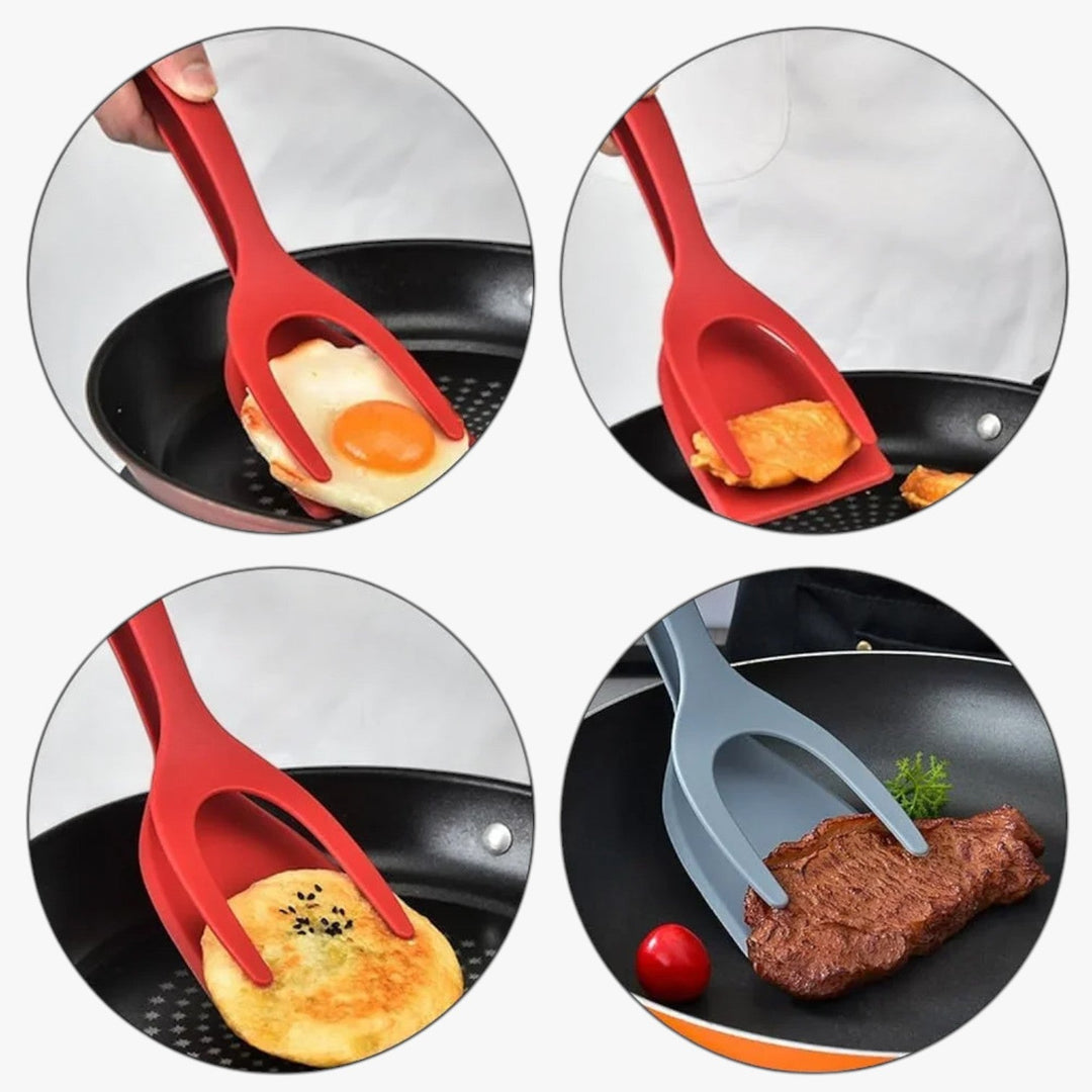 2 in 1 Silicone Spatula Tongs Kitchen Utensil