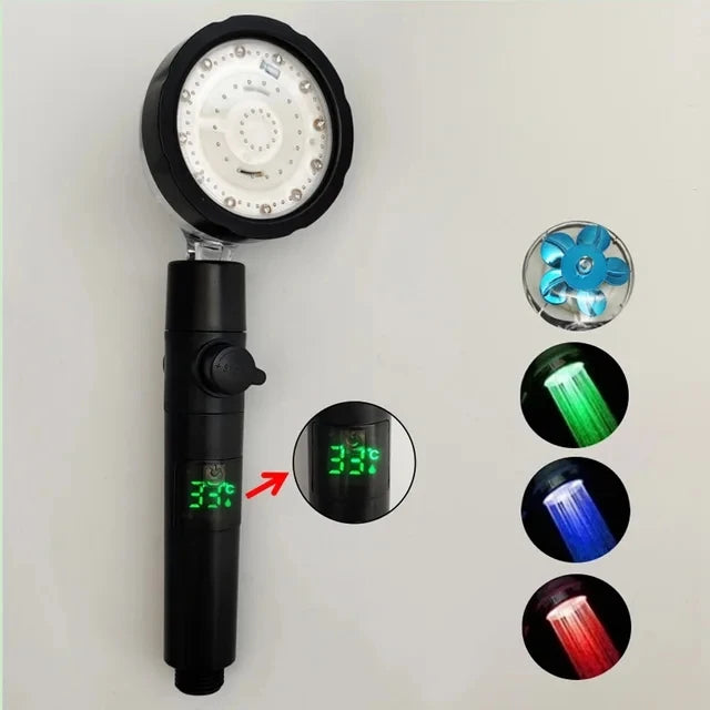 LED Shower Head Digital Temperature Display Color Changing High Pressure 3 7 Colors