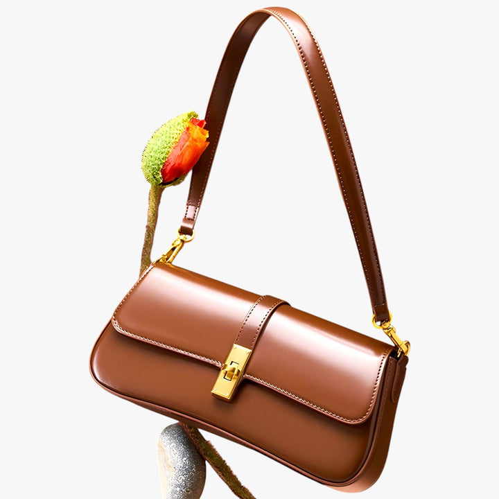 Womens Baguette Shoulder Bag with Clasp Closure