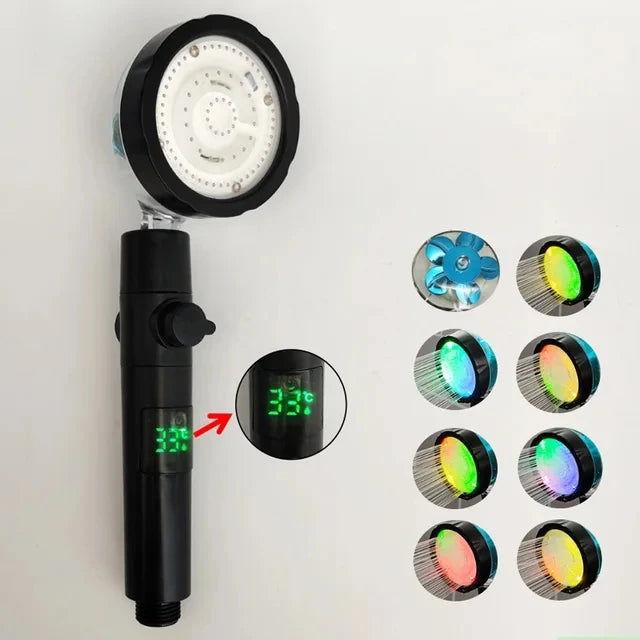 LED Shower Head Digital Temperature Display Color Changing High Pressure 3 7 Colors