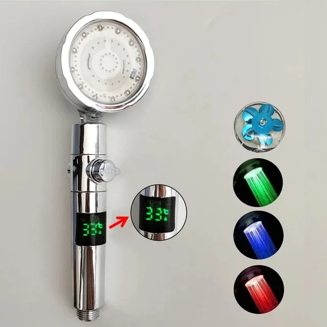 LED Shower Head Digital Temperature Display Color Changing High Pressure 3 7 Colors