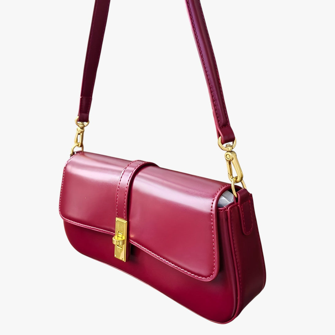 Womens Baguette Shoulder Bag with Clasp Closure