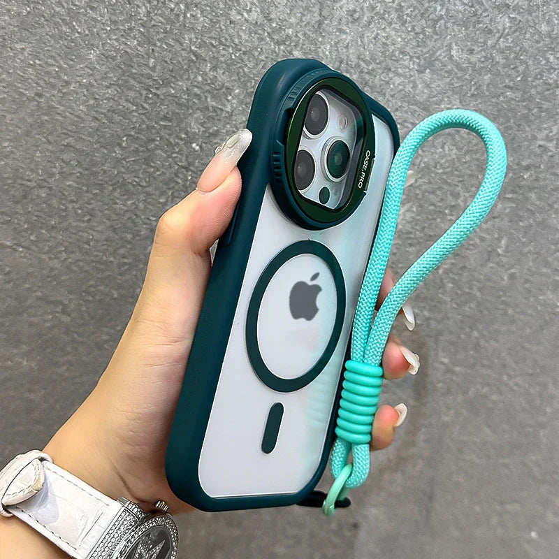 Foldable Glass Lens Stand Magnetic Case for iPhone 11 12 13 14 15 16