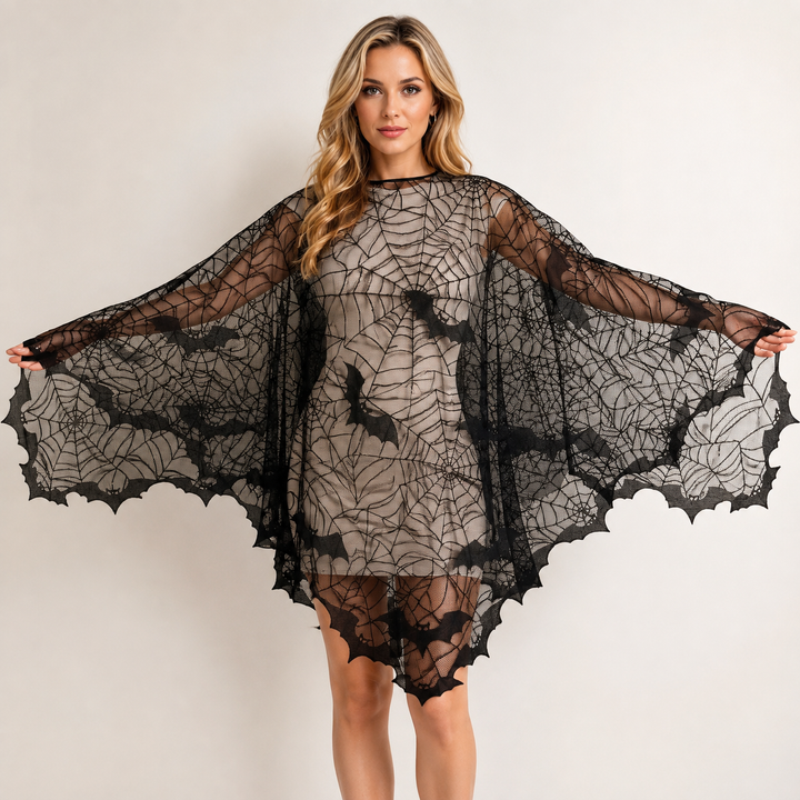 Lace Skeleton Cloak Halloween Costume Cape for Women