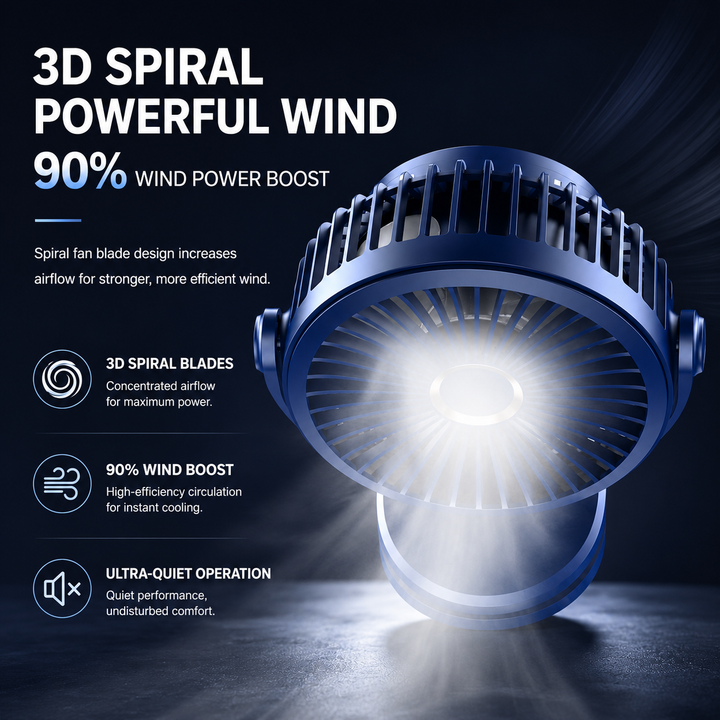 Clip On Fan 10000mAh Rechargeable Portable Desk Fan 4 Speeds Quiet