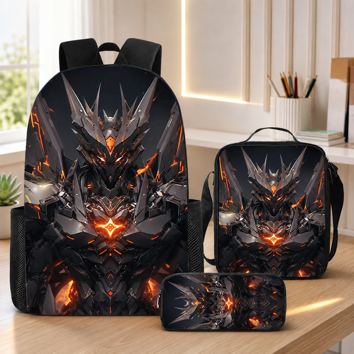 Boys Cyberpunk Robot School Backpack Set for Students