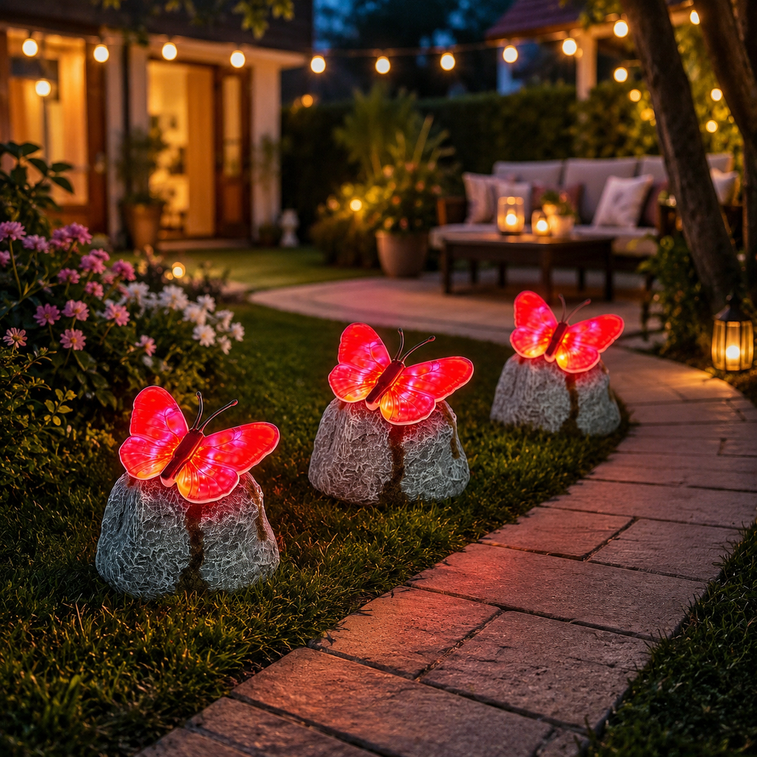 Solar Simulated Stone Butterfly Lamp Outdoor Garden Yard Decoration Landscape Lighting