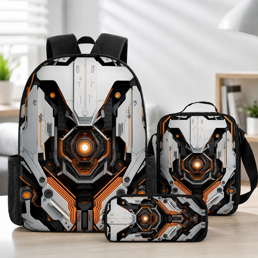 Boys Cyberpunk Robot School Backpack Set for Students