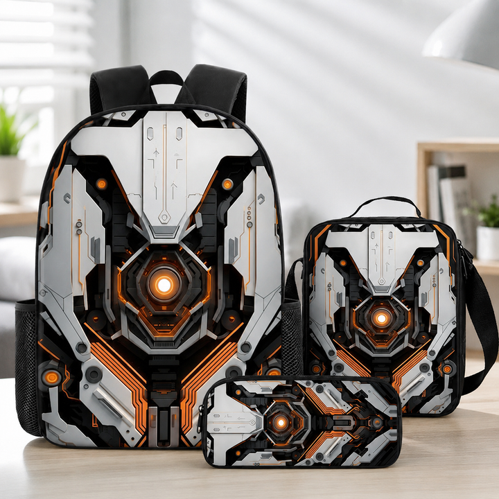 Boys Cyberpunk Robot School Backpack Set for Students