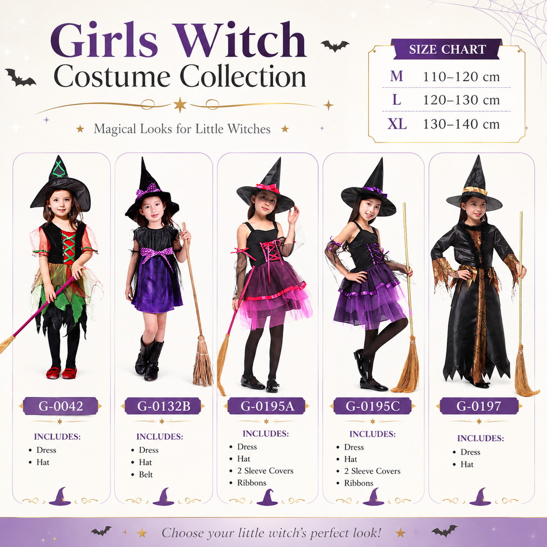 Girls Witch Costume with Hat Halloween Costume