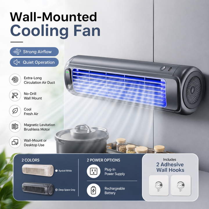 Household Small Silent Wall Mounted Fan No Drill Kitchen Bathroom Dormitory
