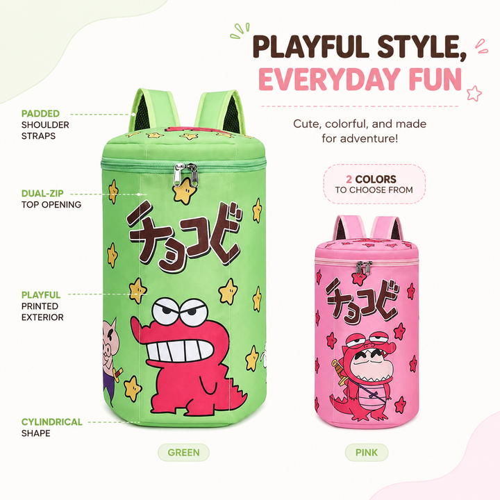Crayon Shin-chan Kids Cylindrical School Backpack
