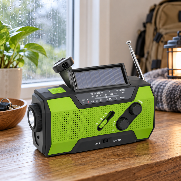 Wind Up Emergency Radio 5 Way Power AAA Solar NOAA 115dB Siren Lamp