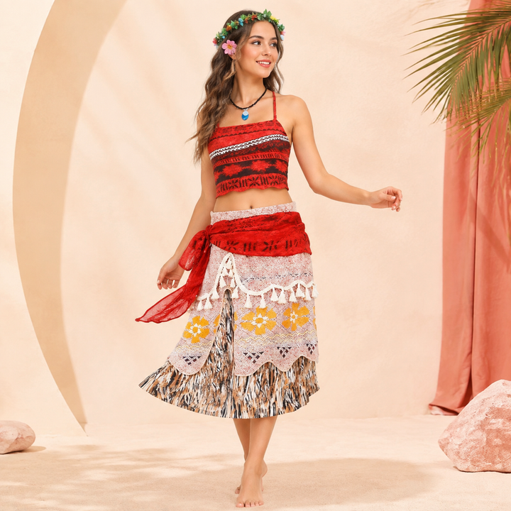 Moana Island Princess Costume Dress Set for Girls Halloween