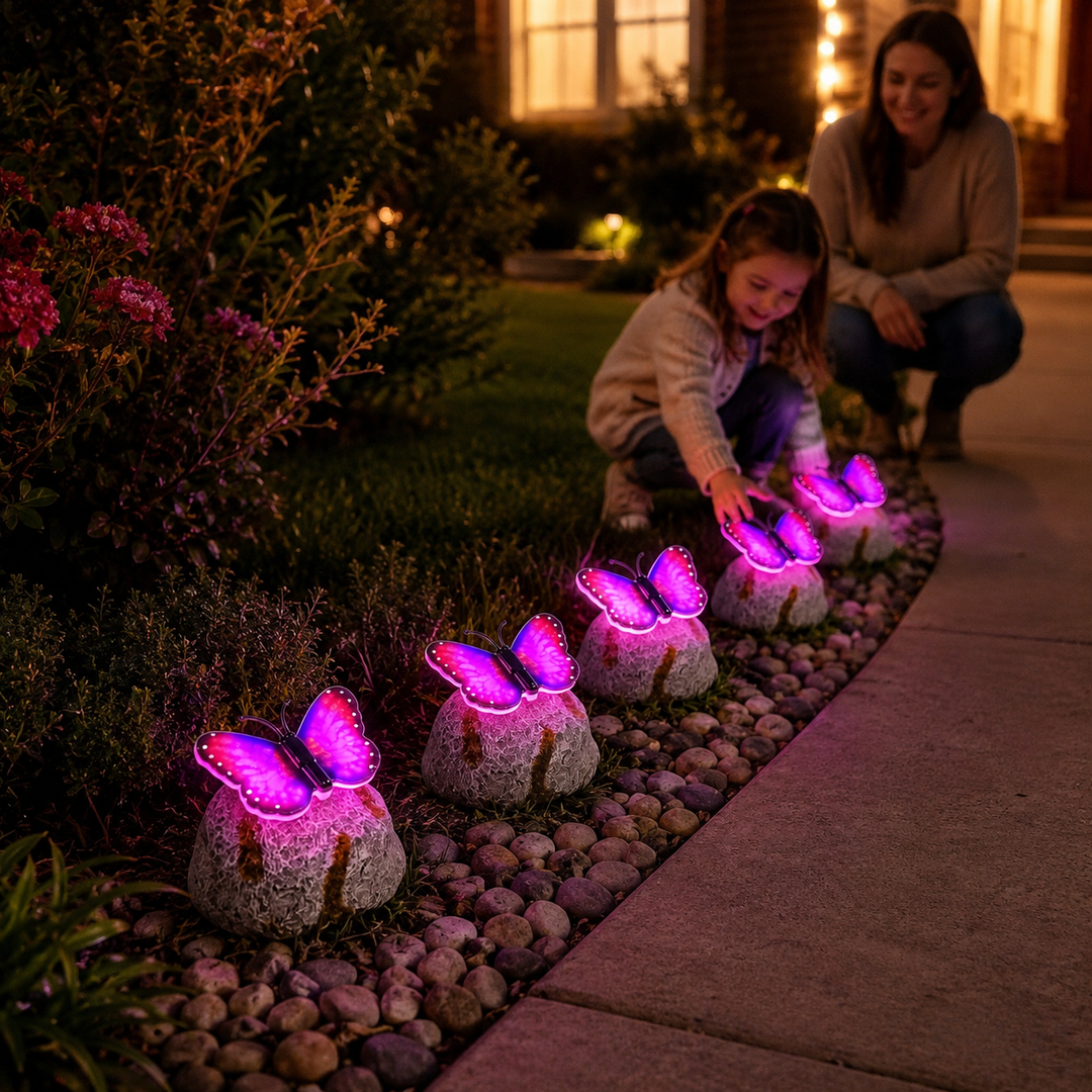 Solar Simulated Stone Butterfly Lamp Outdoor Garden Yard Decoration Landscape Lighting
