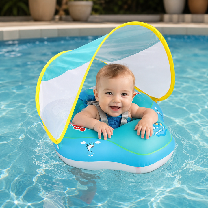 Baby Pool Float Canopy Inflatable Infant Swim Ring Bathing Summer Kids