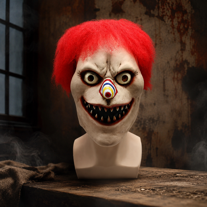 Evil Clown Mask Red Hair Horror Halloween Costume Mask