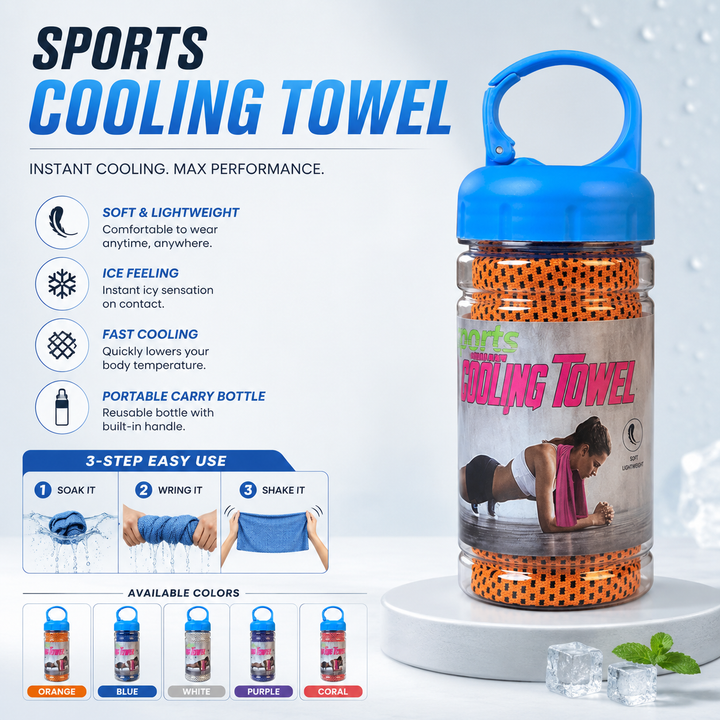 Cooling Towel Portable Bottle Quick Dry Sports Ice Gym Yoga Travel