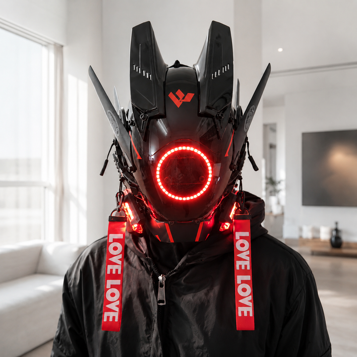 Cyberpunk LED Light-Up Helmet Mask for Rave Festival Costume
