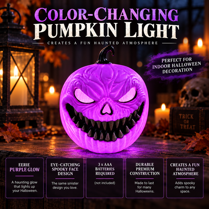 Scary Pumpkin Light Color Changing Jack O Lantern Halloween Decor