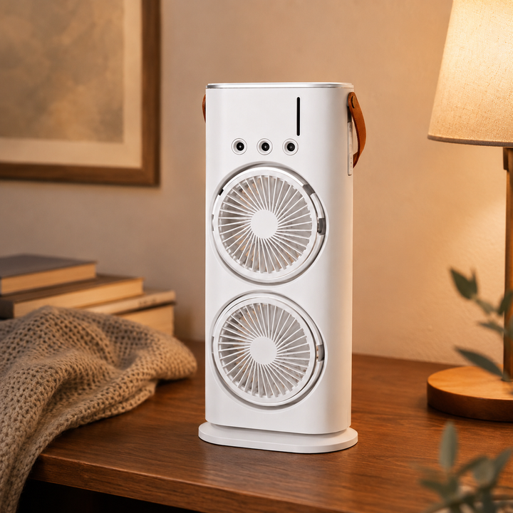 Double Head Three Hole Spray Fan USB Charging Desktop Colorful Light Gift