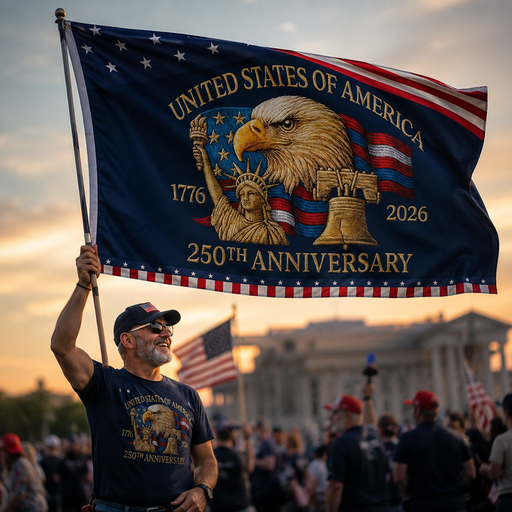American Flag 250th Anniversary Banner Double Sided July 4th Independence Day Patriotic Flag