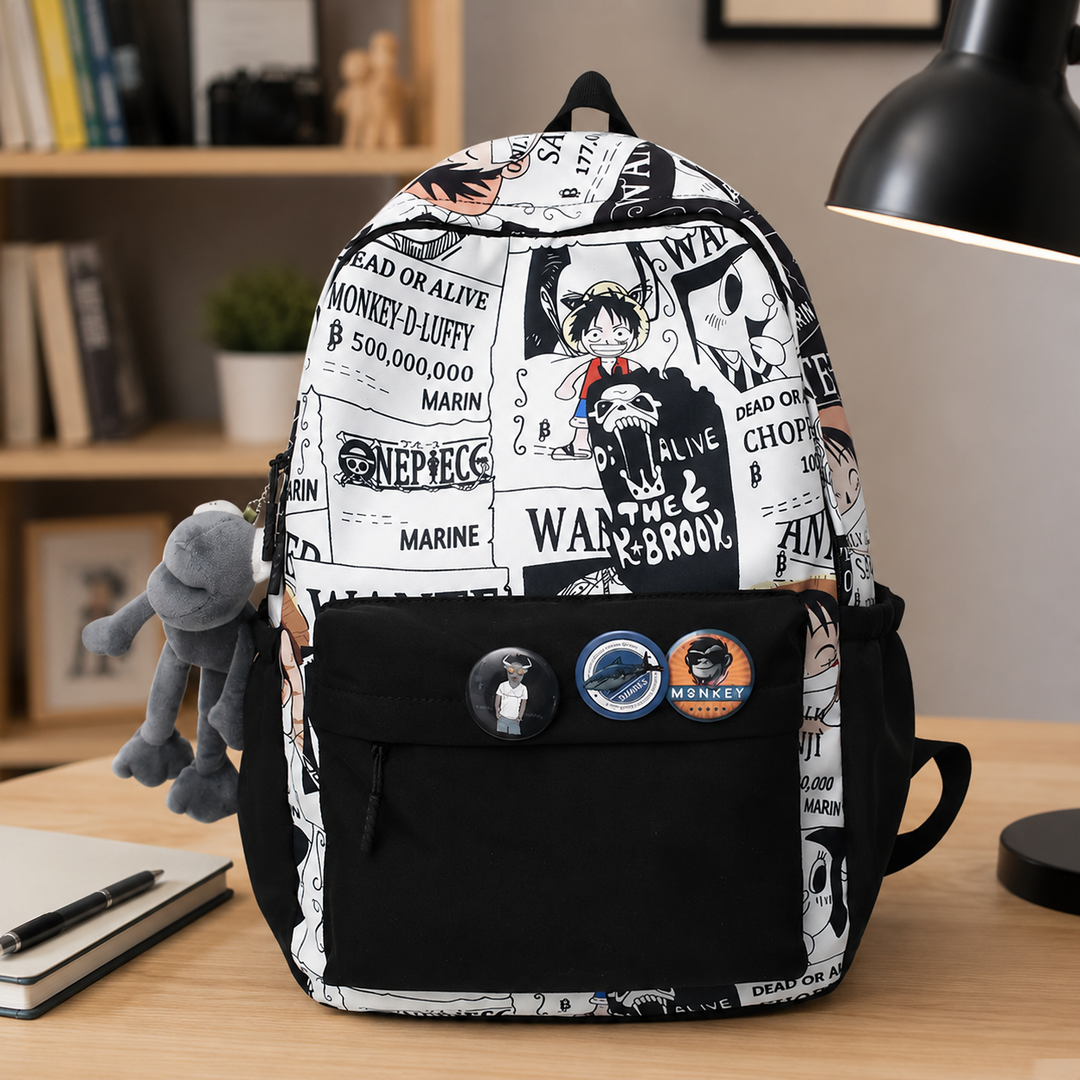 One Piece Boys Large Capacity Anime School Backpack