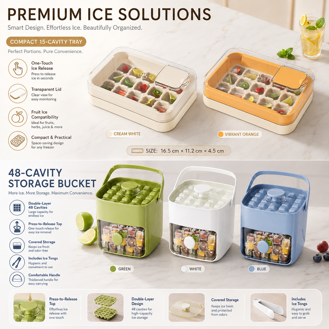 Press Type Ice Cube Mold Household Food Grade Ice Maker Tray Large Storage