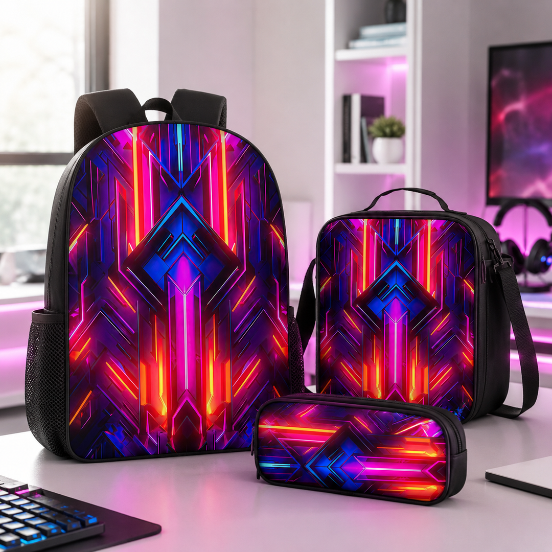 Boys Cyberpunk Robot School Backpack Set for Students