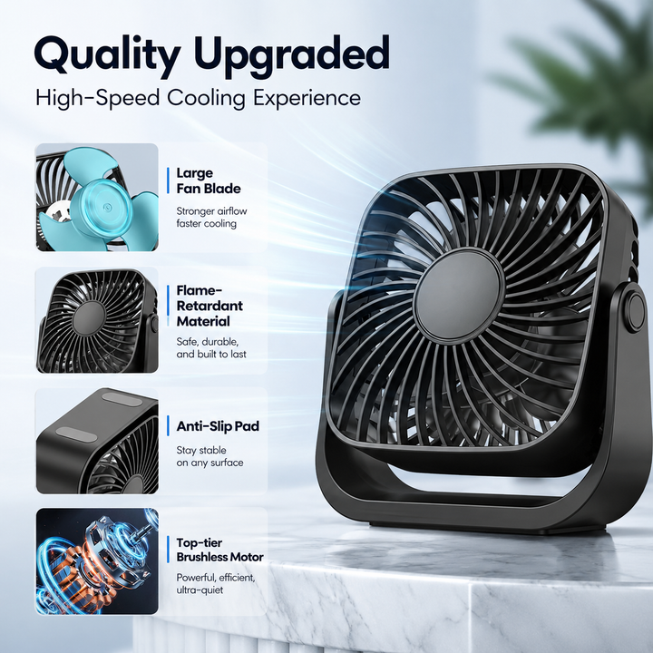 4 Inch USB Mini Portable Fan 3 Speed Quiet Personal Desk Fan 360 Adjustable