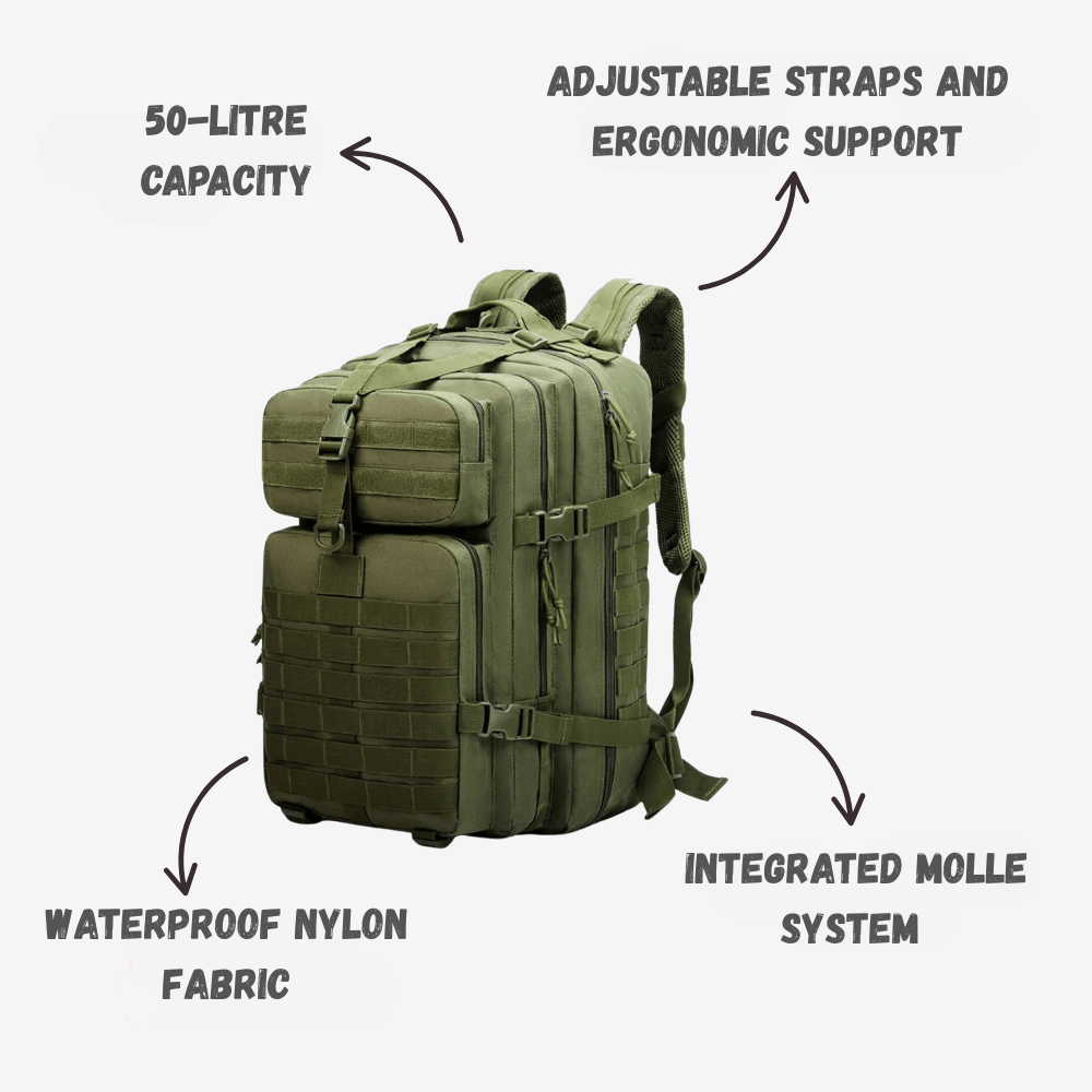 Waterproof Hiking Backpack 50L Capacity