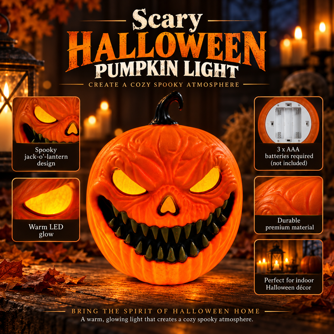 Scary Pumpkin Light Color Changing Jack O Lantern Halloween Decor
