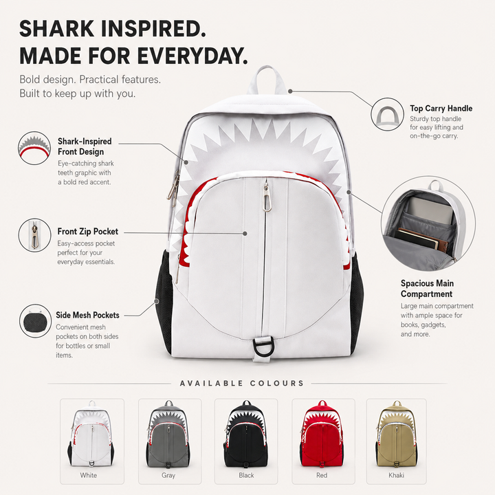 Shark Mouth School Backpack for Men and Women