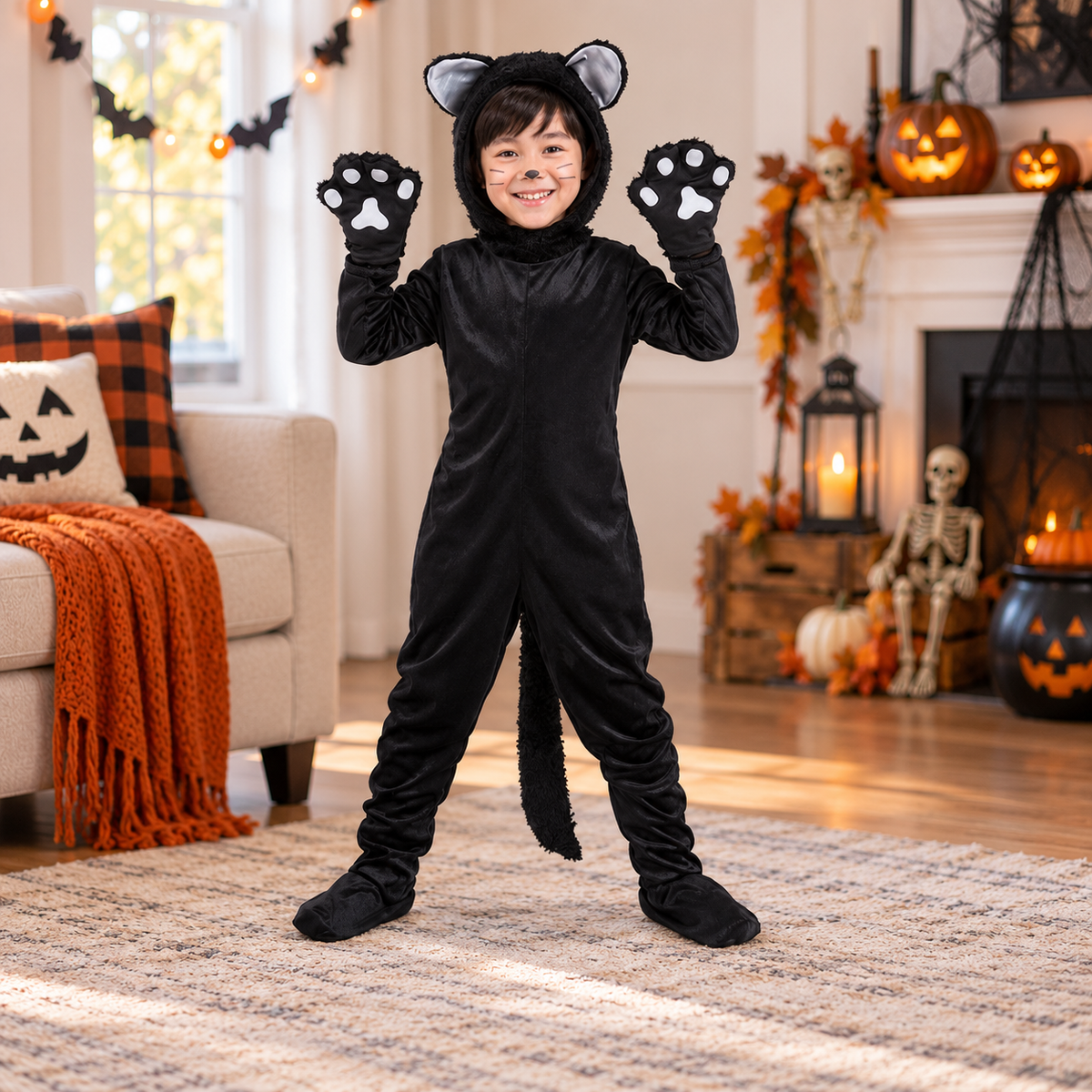 Halloween Black Cat Couple Cosplay Bodysuit for Family