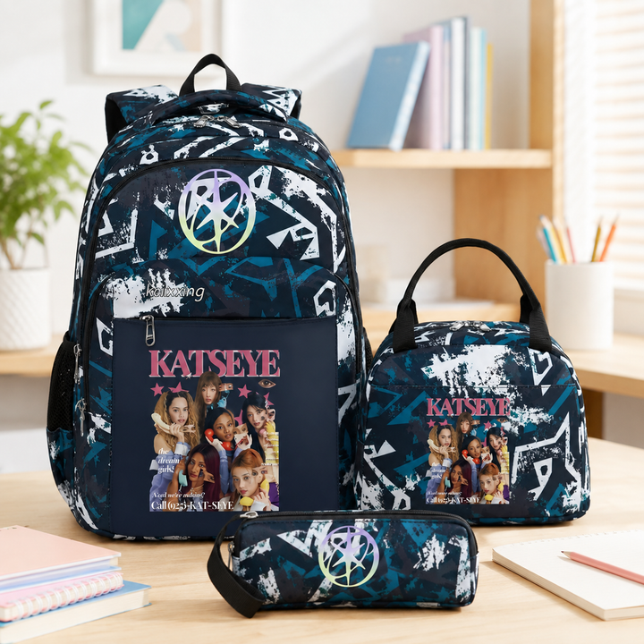 Girls Katseye School Backpack Set with Lunch Bag and Pencil Case