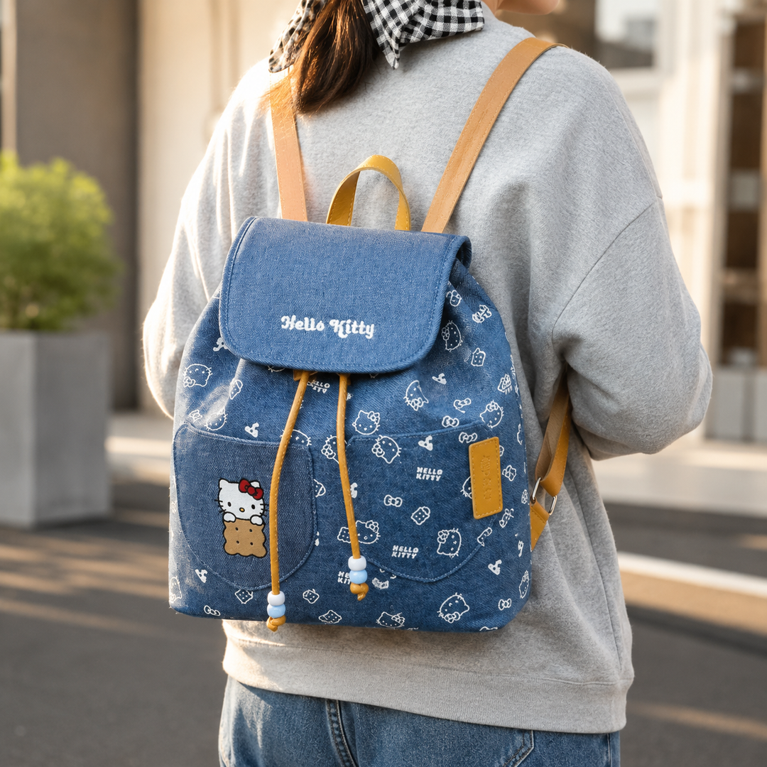 Hello Kitty Girls School Backpack, Denim