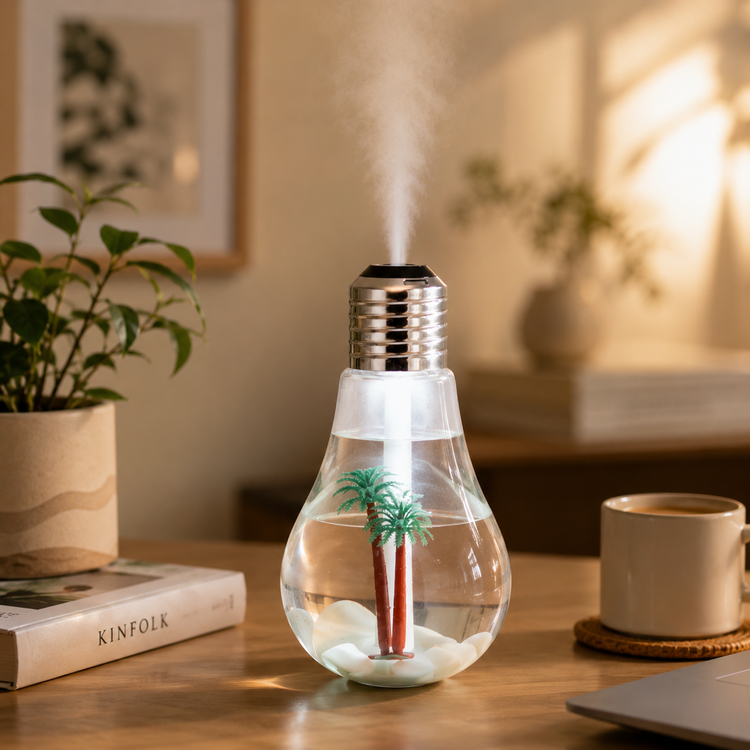 Light Bulb Air Humidifier 400ml Desktop Bedroom Office Mist Maker USB Night Light