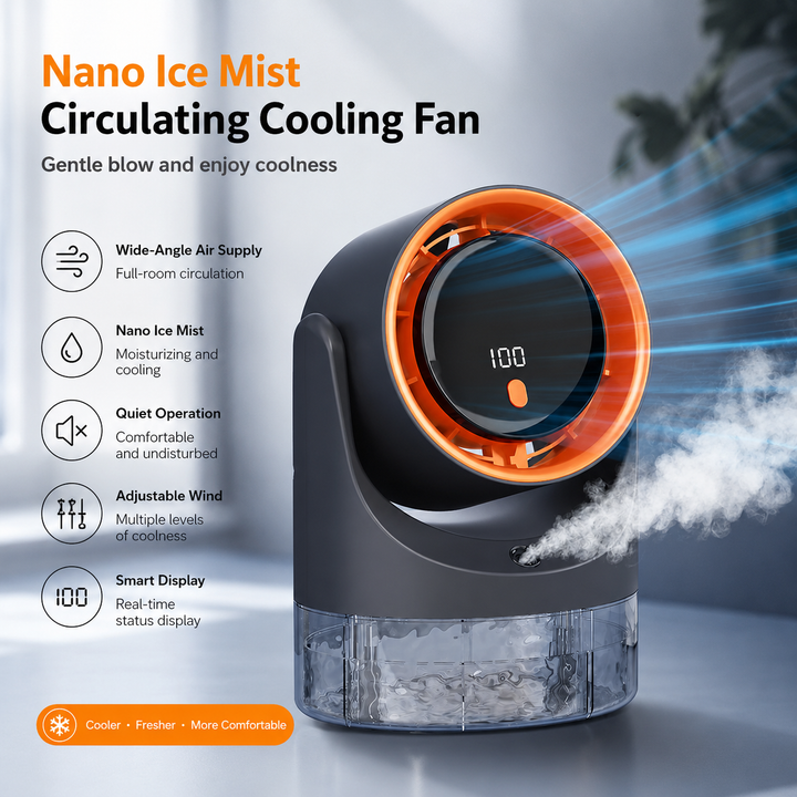 Portable Mist Fan Mini Electric Air Cooler Humidifier 360 Adjustable Digital