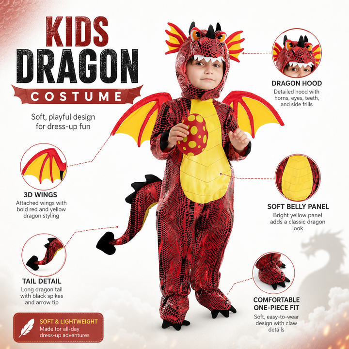 Kids Dragon Costume with Wings and Tail Halloween Costume