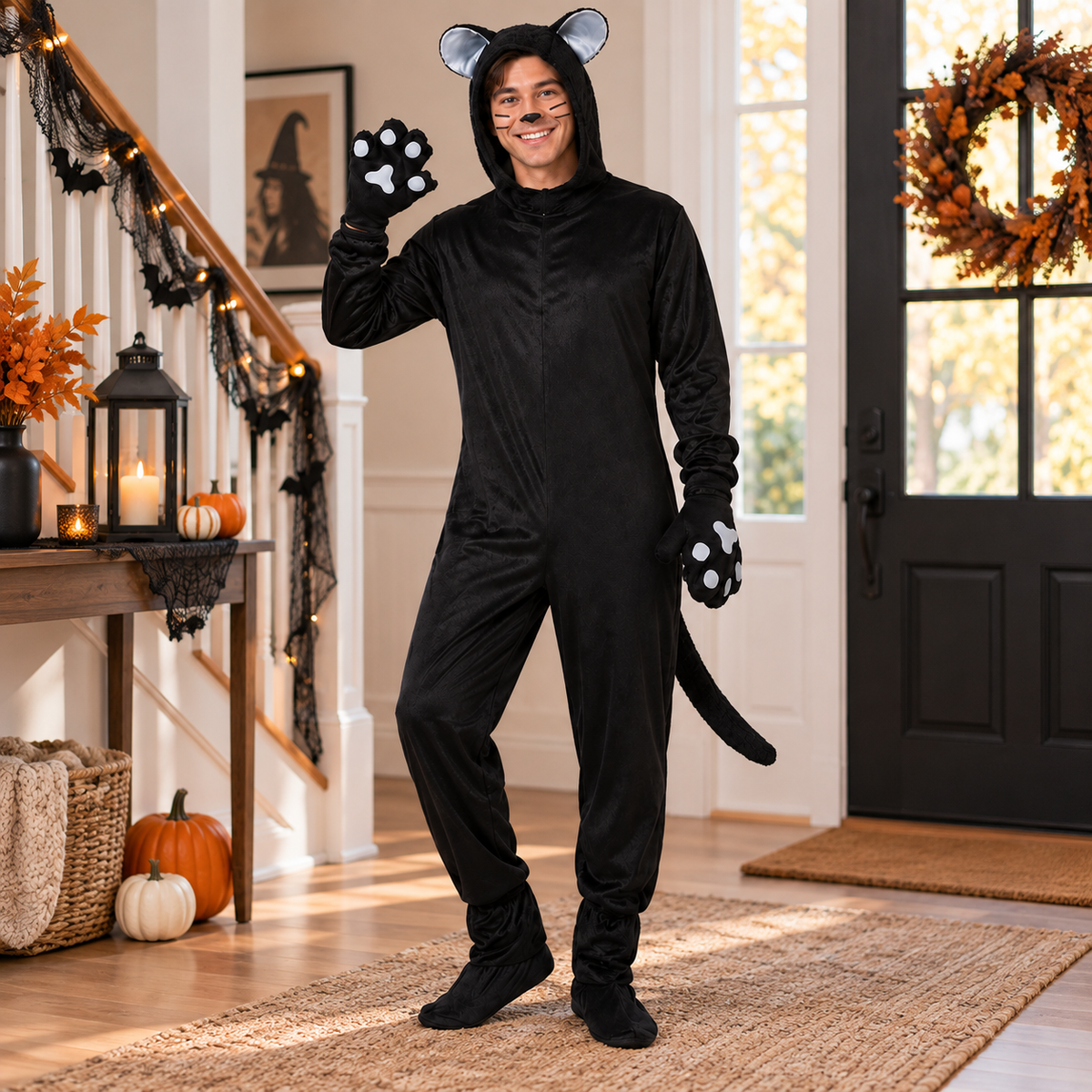Halloween Black Cat Couple Cosplay Bodysuit for Family
