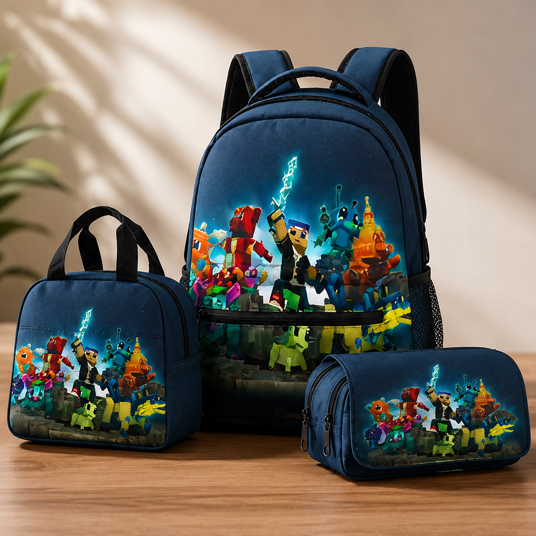Minecraft Boys 3-Piece School Backpack Set with Lunch Bag &amp; Pencil Case