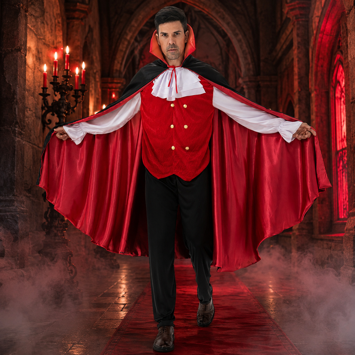 Vampire Cape Costume with Vest and Collar for Men