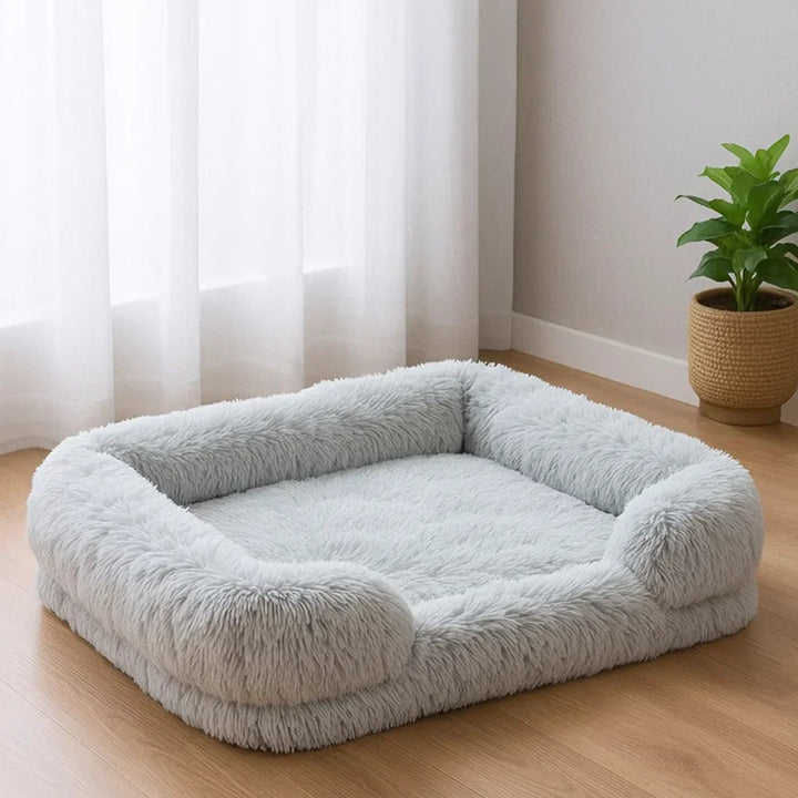 Plush Dog Bed with Raised Edges for Indoor Use