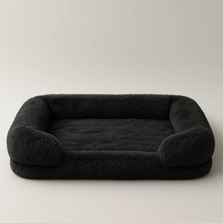 Plush Dog Bed with Raised Edges for Indoor Use