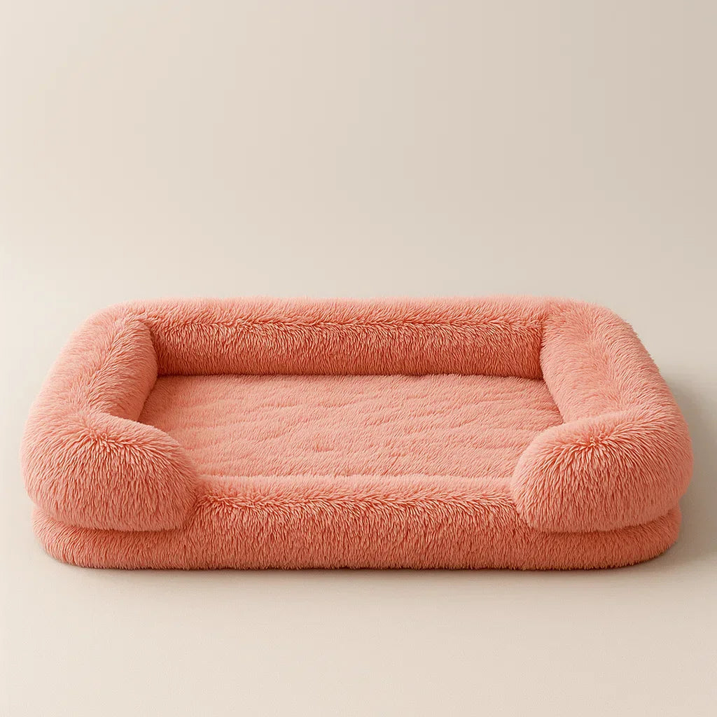 Plush Dog Bed with Raised Edges for Indoor Use
