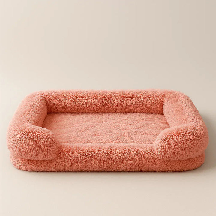 Plush Dog Bed with Raised Edges for Indoor Use