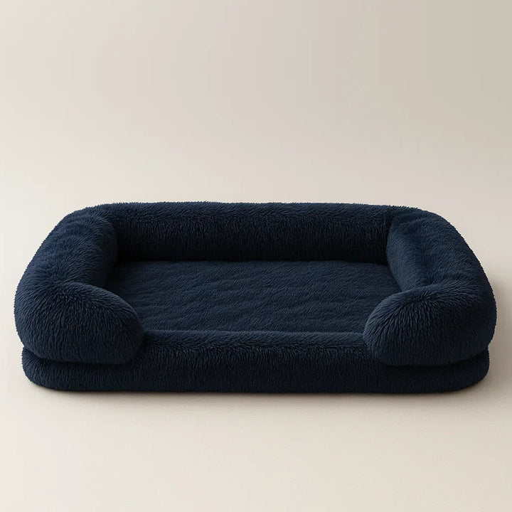 Plush Dog Bed with Raised Edges for Indoor Use